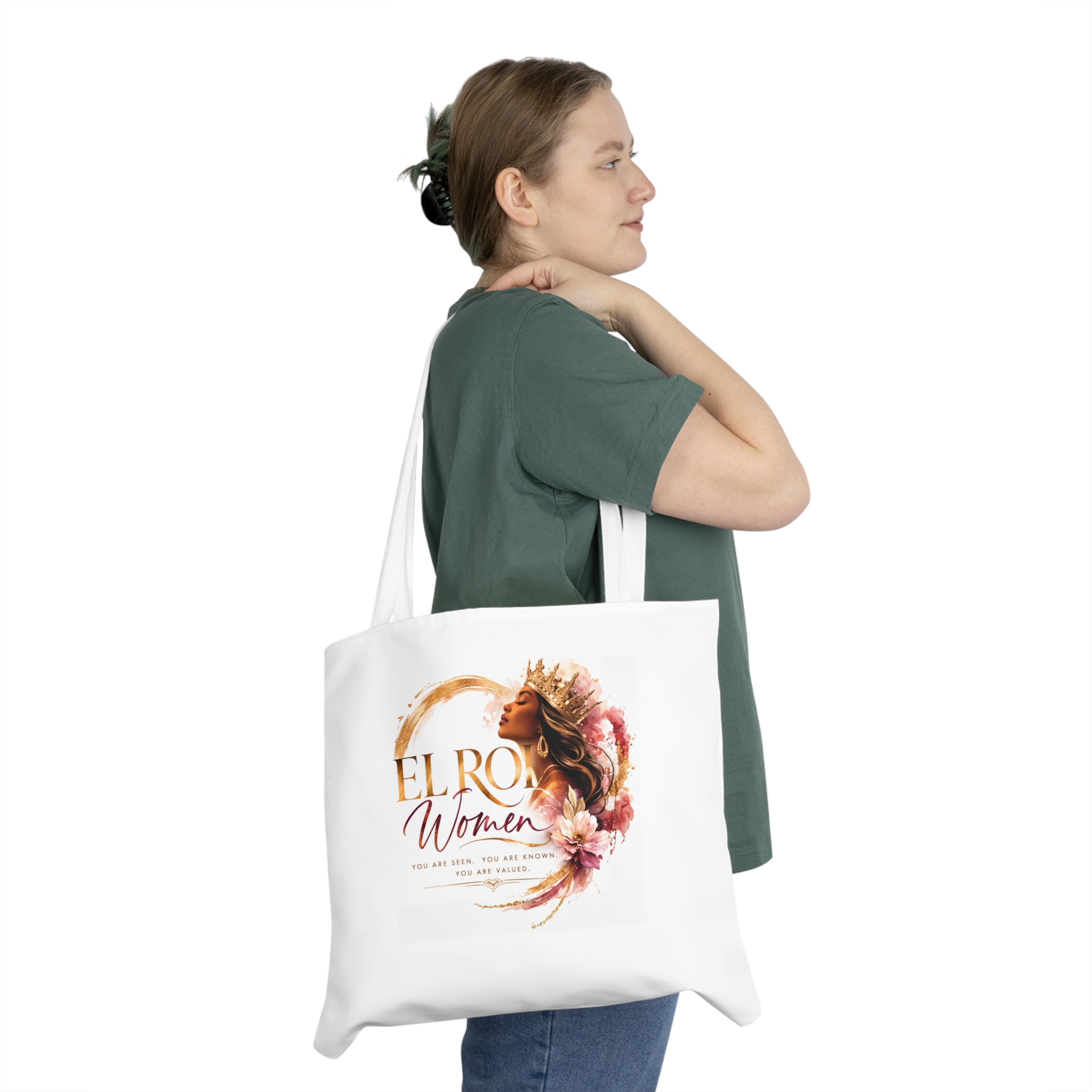 El Roi Women Floral Crown Shoulder Tote Bag — Inspirational Christian Gift - Image 3